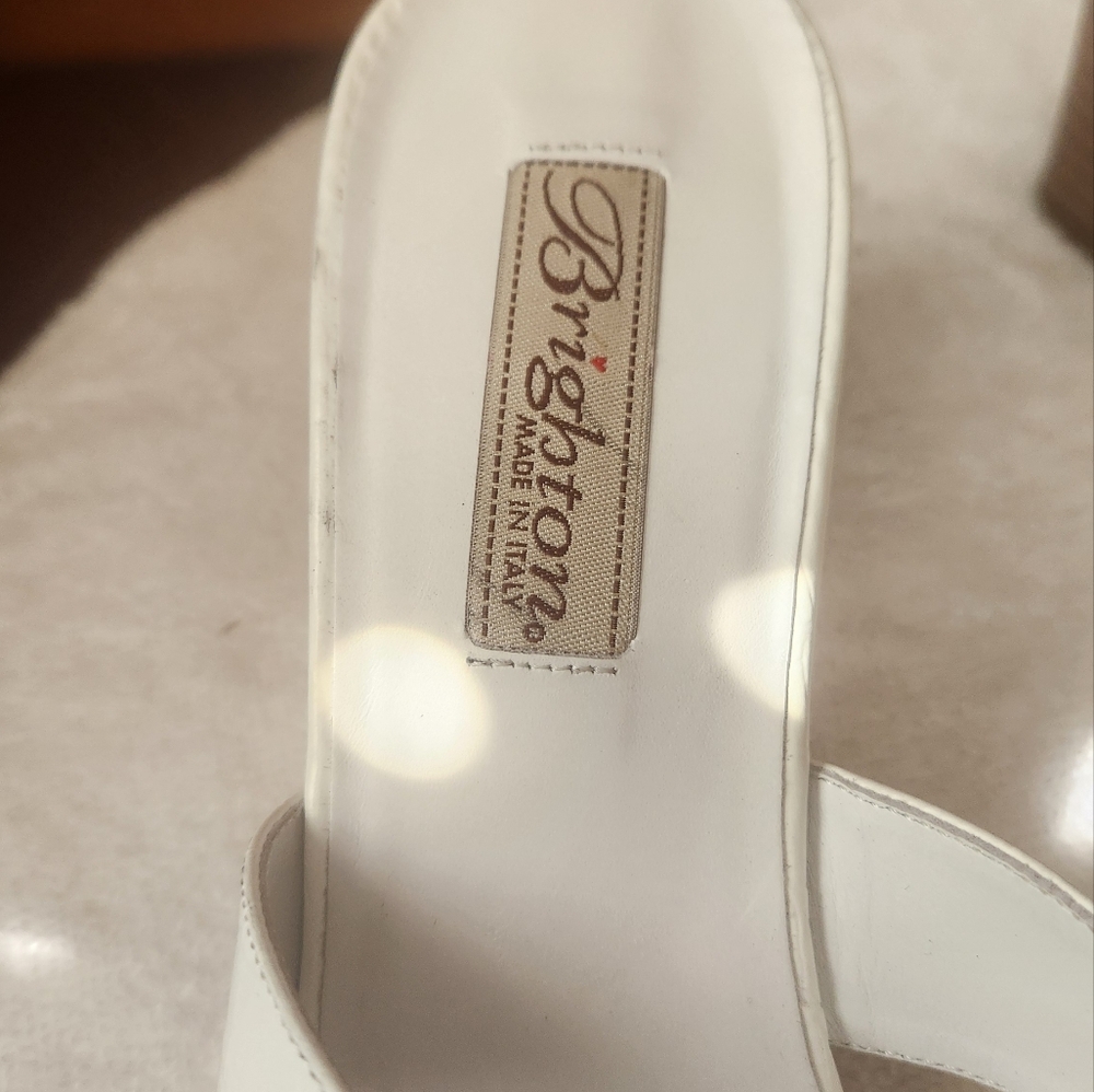 Brighton Women's White Heeled Sandals- Womens Size 8M- Made In Italy - Picture 5 of 11